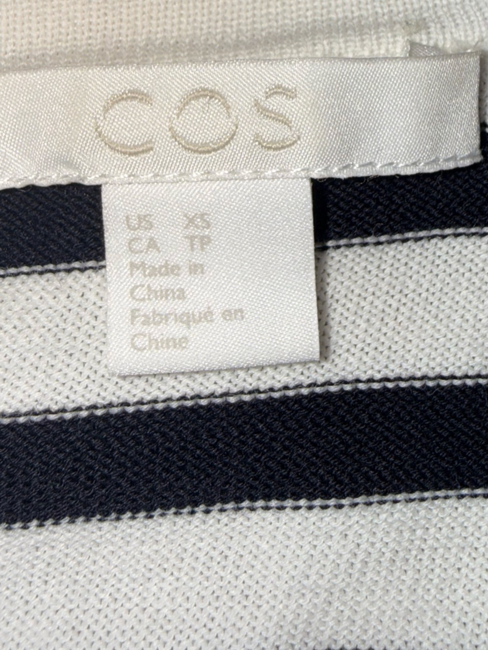 COS Women's Striped Cotton and Silk Mixed-Media Top w/ Button-down Back Panel XS - Picture 9 of 9
